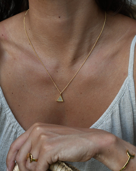 Collar Triángulo mini Aguamarina - gold