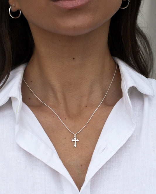 Collar Cruz lisa S (45cm) - silver