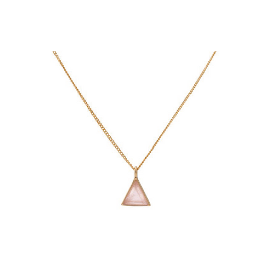 Collar Triángulo mini Cuarzo rosa - gold