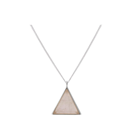 Collar Triángulo Cuarzo Rosa - silver