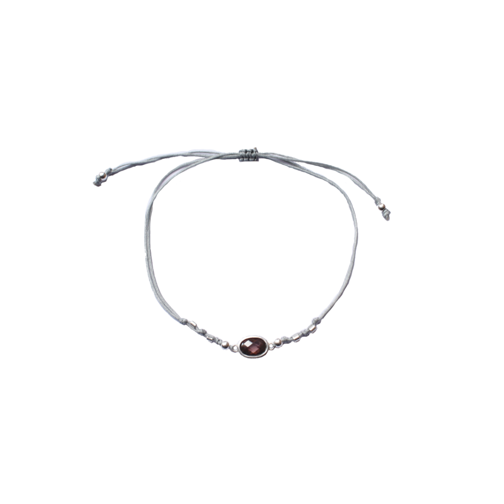 Pulsera de hilo gris con cuarzo fumé - silver